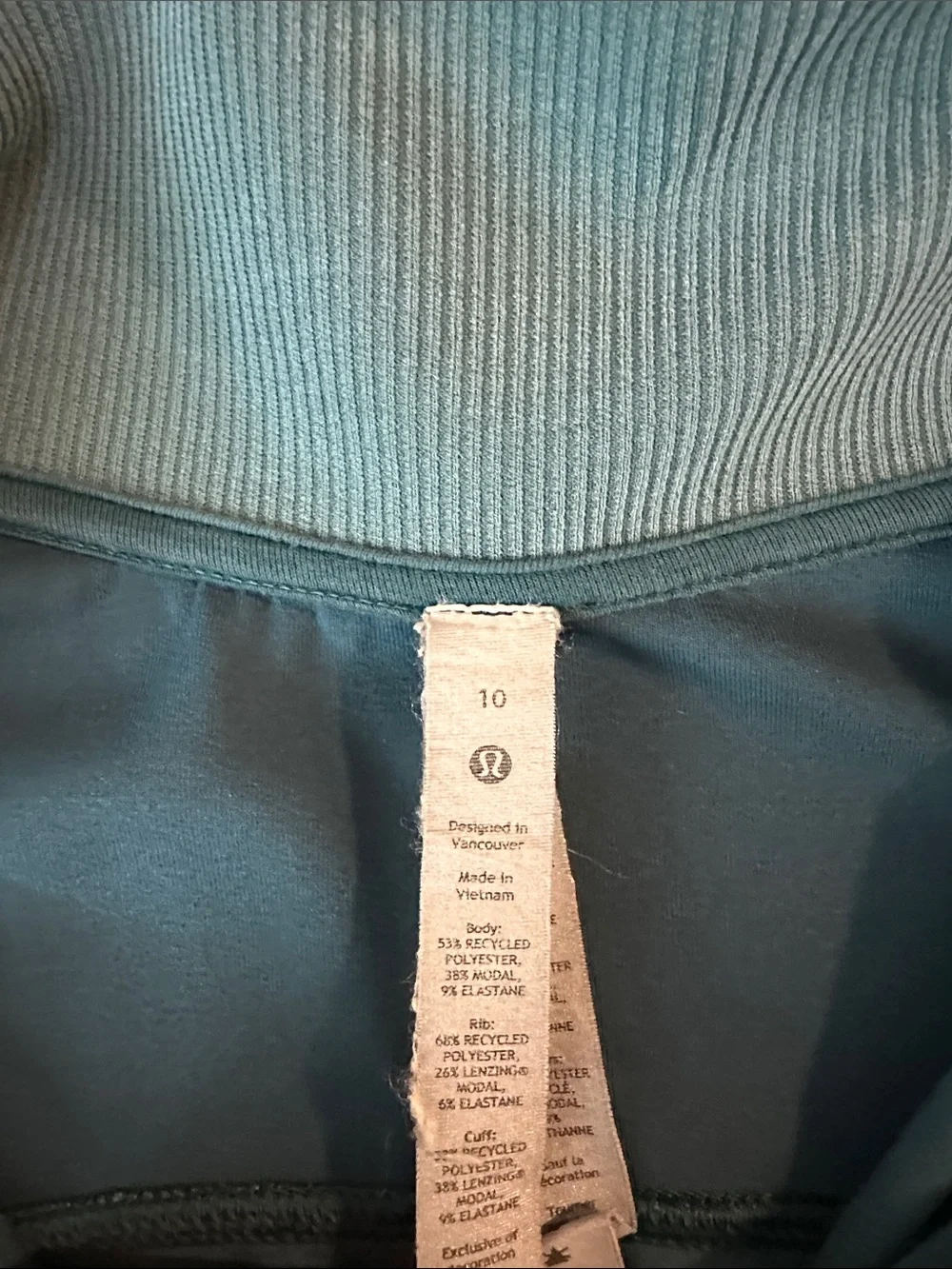 lululemon athletica Teal Quarter-Zip Funnel Pullover